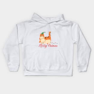 Merry Catmas Fat Orange Ginger Tabby Kids Hoodie